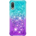 thumbnail image 2 of case for Samsung Galaxy A02 Women Case,Samsung Galaxy M02 Creativity Clear Gradient Quicksand Glitter Flowing Liquid Floating Case Bling Diamond Sparkle Cover for Galaxy A02 JB Bluish Violet, 2 of 14