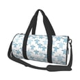 thumbnail image 2 of Xecao Hand Drawn Turtle print Round Travel Duffel Bag is a foldable gym bag with an inner pocket, perfect for travel sports, 2 of 8