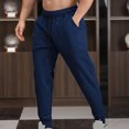thumbnail image 3 of JUNWELL Mens Outdoor Sport Pants Casual Fashion Elastic Waist Solid Drawstring Pockets Pants Cuffed Trouser, 3 of 3