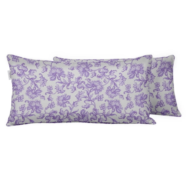 VargottamIndoor/OutdoorPolyester FabricLumbarPillowCover,All-Weather Waterproof Rectangular Cushion Case for Patio Furniture,12" x 18"Set of 2 -Florals-32