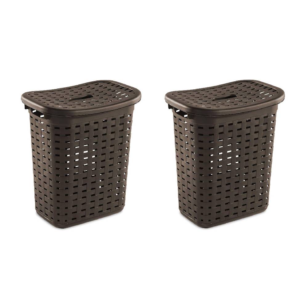 Sterilite Laundry Hamper Weave 1276 Large Plastic Rectangular Espresso