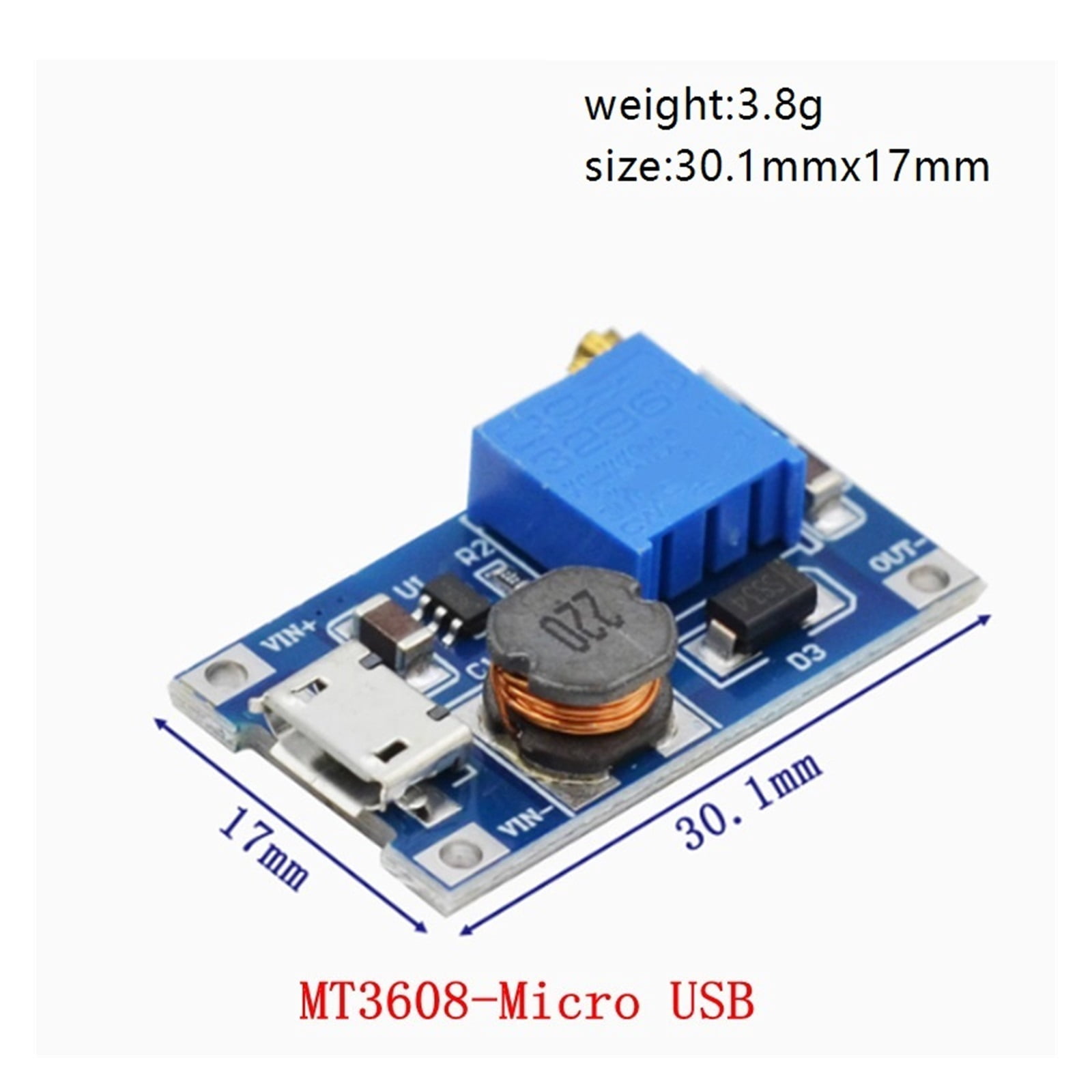 1PCS MT3608 DC-DC Step Up Converter Booster Power Supply Module Boost Step-up Board MAX output 28V 2A for arduino diy kit
