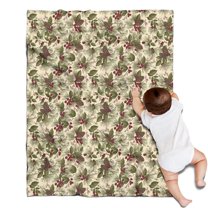 Beige Christmas Pine Cone Pattern Blanket,Comfortable Soft Flannel Throw Blanket,All Season,Warm Lightweight Blankets for Sofa Bed Couch Living Room Chair,30"x40"