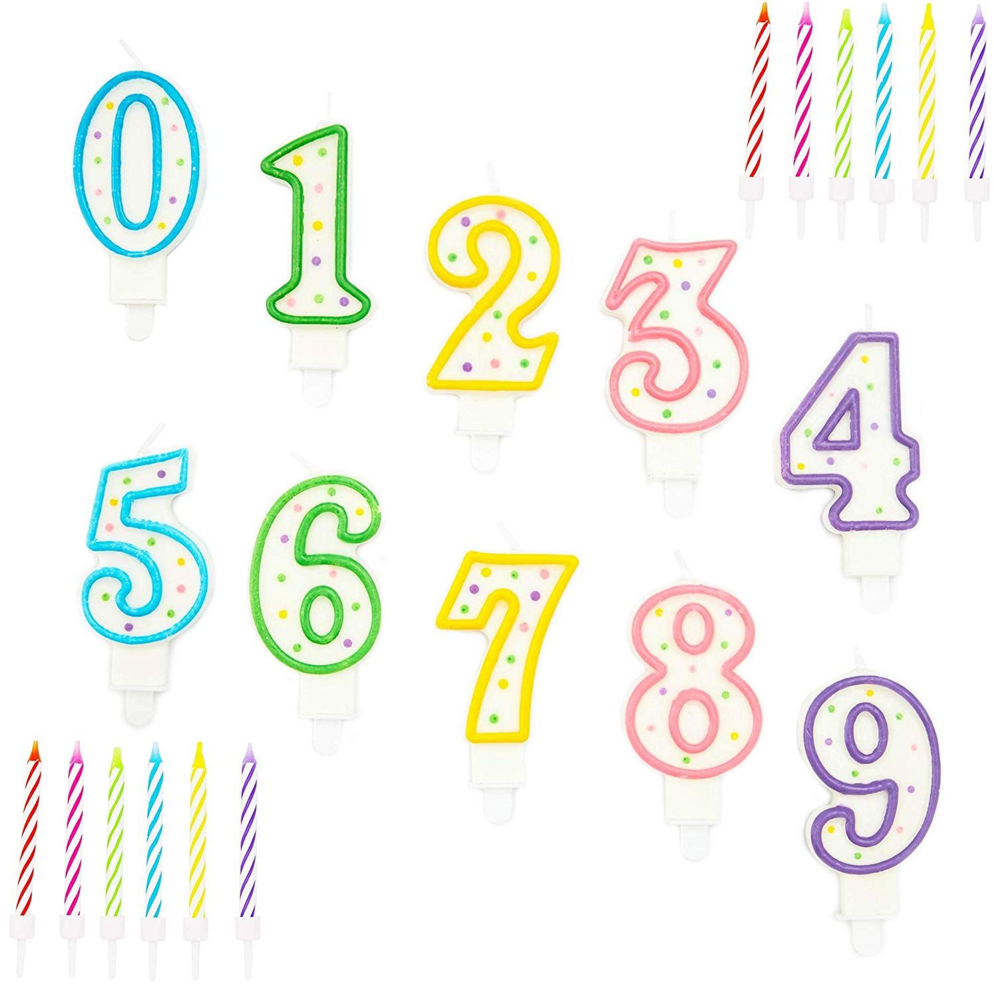 Brand New Number Birthday Candles Rainbow Number Birthday Party Cake 0-9