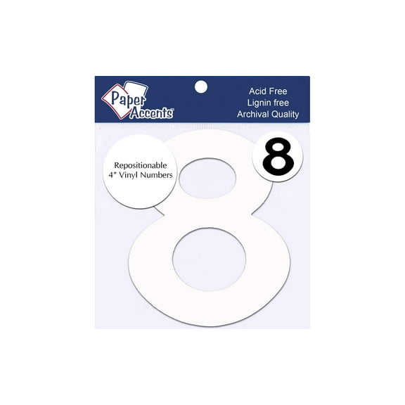 Vinyl Numbers Removable Adh 4" 8 2pc White