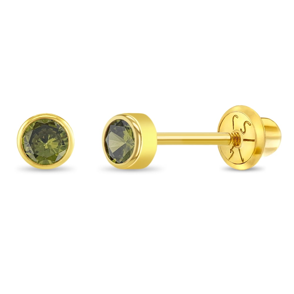 14K Yellow Gold 5mm Ruby Round-cut Solitaire Stud Earrings Screw-Back Birthstone Earrings