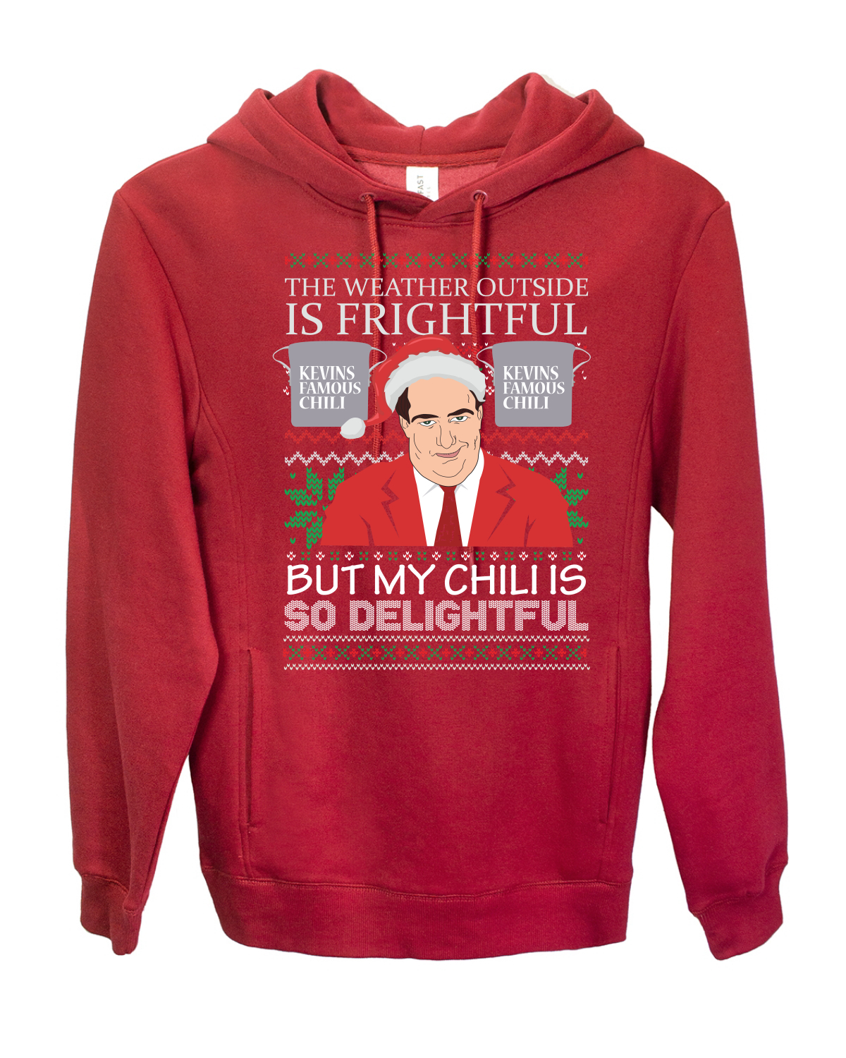 Kevin's Famous Chili is So Delightful Xmas Ugly Christmas Sweater Premium Graphic Hoodie Sweatshirt, Red, Large - image 2 of 3