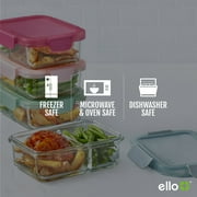 Ello Color Lock 8pc 3.4 Cup Divided Glass Meal Prep Set