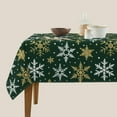thumbnail image 4 of Forest Green Christmas Square Tablecloth 52x52 Inch Gold White Xmas Snowflake Winter Holiday Theme Decorative Table Cloth Seasonal Rustic Farmhouse for Indoor Party Kitchen Dinner Picnic Decor, 4 of 5