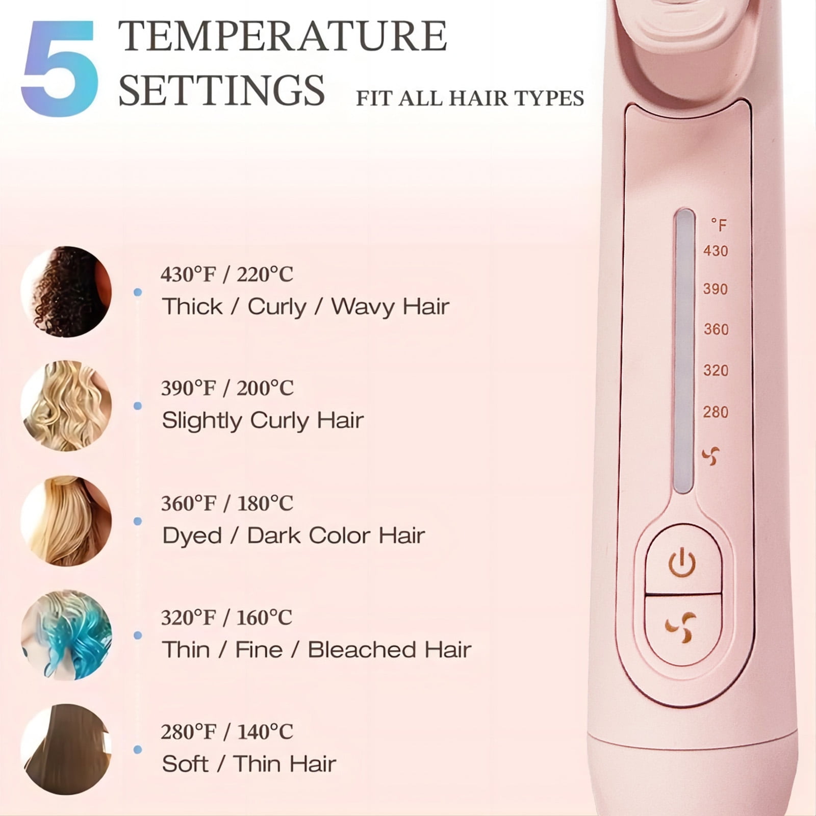 Flat Iron, Jungle Wave 2 in 1 Hair Straightener and Curling Iron, Ionic Ceramic Airflow Styler with 360° Cool Air, 1 inch, Pink