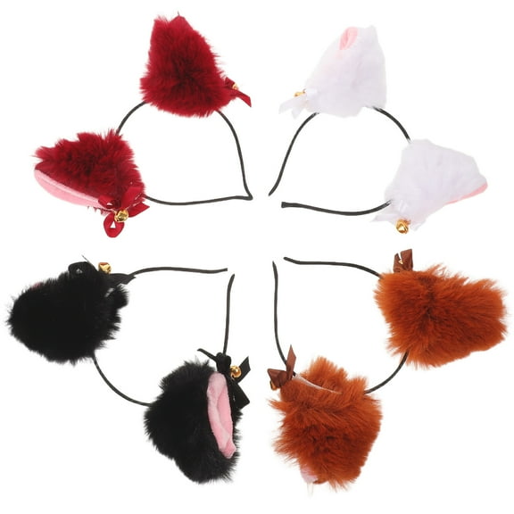 LOLIPPYY 4Pcs Comfortable Plush Fox Ears Headband for Festival Cosplay and Holiday Parties
