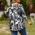 thumbnail image 4 of Ounisa Womens Plus Size 3/4 Sleeve T Shirt Crew Neck Printed Pullover Loose Fit Casual Fashion Comfortable Tops XL-5XL, 4 of 6
