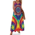 thumbnail image 1 of Vestido playero sin mangas con efecto teñido anudado y diseño mini en espiral de mandala para niñas, 1 of 7