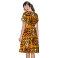 thumbnail image 2 of Horeoi Tiger Print Women's Short Sleeve Dress Breathable Polyester-Spandex All-Over Print A-Line Side Pockets Elastic Waist, 2 of 6