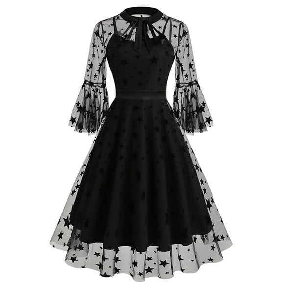 Cameland Women Gothic Dress with Corset Lace Swing Cocktail Dress Long Sleeve Punk Hippie Dresses Halloween Dresses