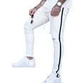 thumbnail image 3 of Men Skinny Ripped Jeans, Destroyed Fashion Comfy Stretch Stripe Trim Denim Pants, 3 of 6