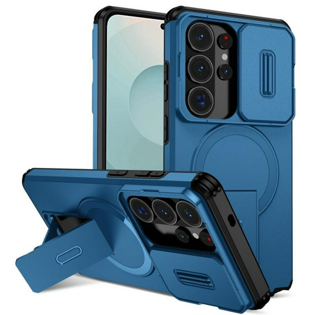 Funda para Samsung Galaxy S26 Ultra 6.9" con Soporte de Plegado Invisible, Carga Inalámbrica Magnética Segura, Carcasa Deslizante para Cámara, Funda Protectora Resistente a Prueba de Golpes y Caídas,