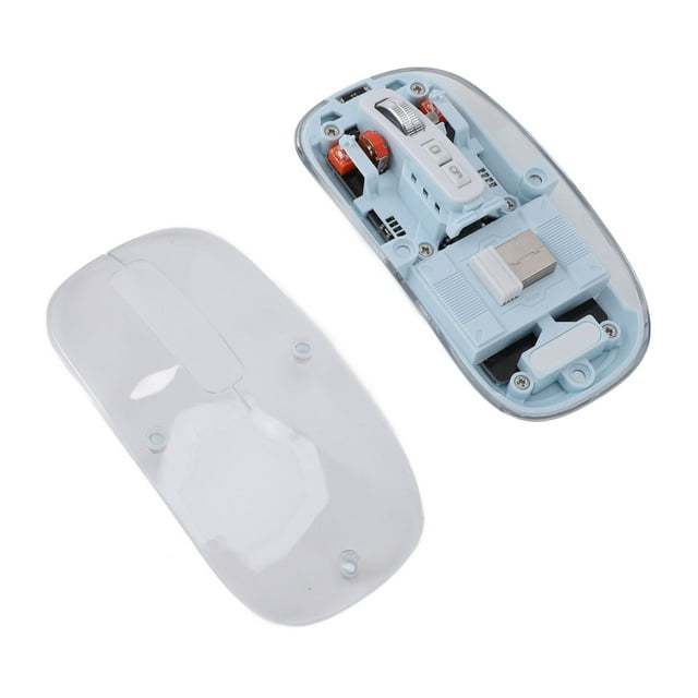 Transparent Computer Mouse, USB C Rechargeable Transparent Computer Mouse, 2.4G BT1 BT2 Tri Mode USB Rechargeable BT Mouse with USB Receiver for Laptop