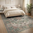 thumbnail image 3 of ODIKA Entry Vintage Way Ornate Distressed Border Classroom Farmhouse Non-Slip Flatwoven for Living Room, Under Sectional, Family, 3 of 7