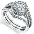 thumbnail image 3 of Metal Masters Womens 2Pc Sterling Silver Engagement Ring Bridal Set 1Ct Round Cubic Zirconia, 3 of 6