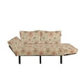 thumbnail image 2 of Floral Futon Couch, Vintage Love Retro Colored Exotic Hibiscus Plant Blooming Live Giving Nature, Daybed with Metal Frame Upholstered Sofa for Living Dorm, Loveseat, Coral Tan Brown, by Ambesonne, 2 of 4