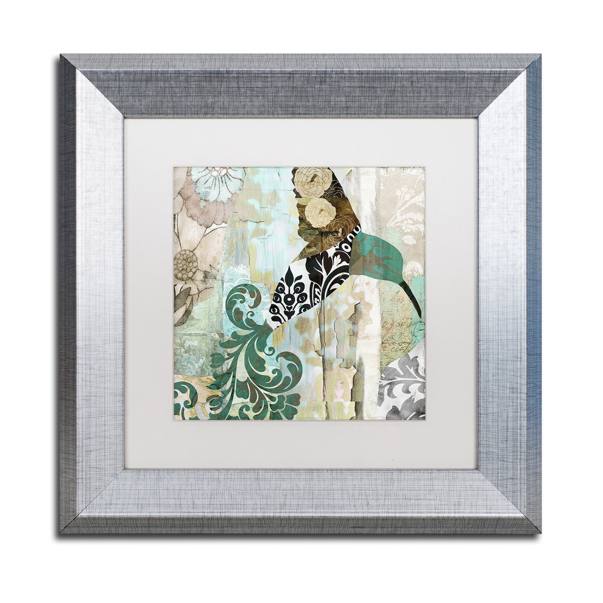 Trademark Fine Art "Hummingbird Batik I" Canvas Art by Color Bakery White Matte, Silver Frame