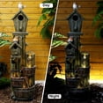 thumbnail image 3 of 39.3" Resin Outdoor Water Fountain with LED Lights, Birdhouse Garden Fountain, 5-Tier Cascading Waterfall for Tranquil Backyard, Patio or Porch, 3 of 15
