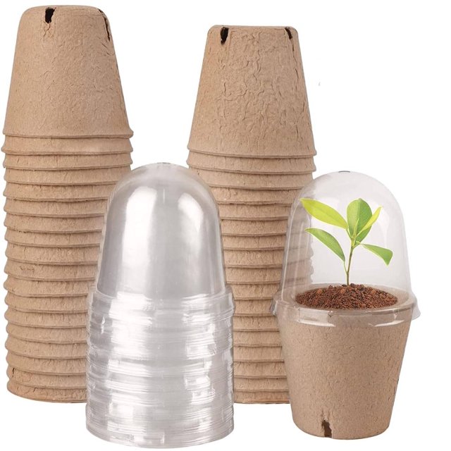 Juego de 36 macetas para vivero con cúpula de humedad, macetas para iniciar semillas, macetas de turba biodegradables, macetas para plántulas