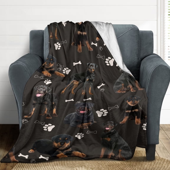 Rottweiler Dog Throw Blanket for Home Living Room Movie Theater Lightweight Blanket Gifts for Women Men Kids Multicolor 60x80 inch