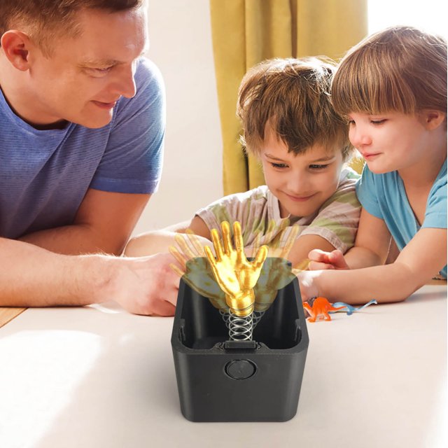QIPOPIQ Rock Paper Scissors Gift Box, Surprise Popping Spring Loaded Toy, Unique Desktop Decoration Teasing Trick, Golden Gesture Game Props, Interactive Gag Gift for Kids & Adults