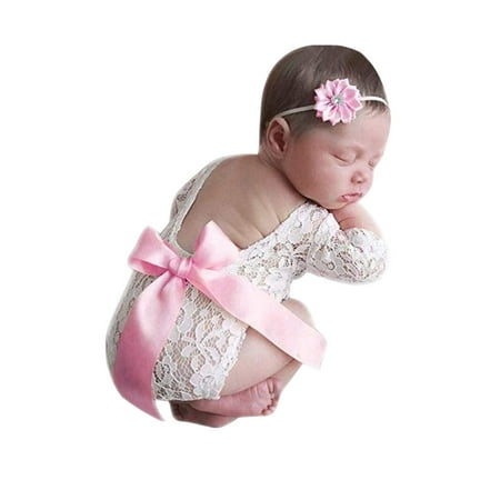 

Dido Baby Deep V Backless Clothes Newborn Photo Lace Romper Toddler Hollow Design Photograph Clothing