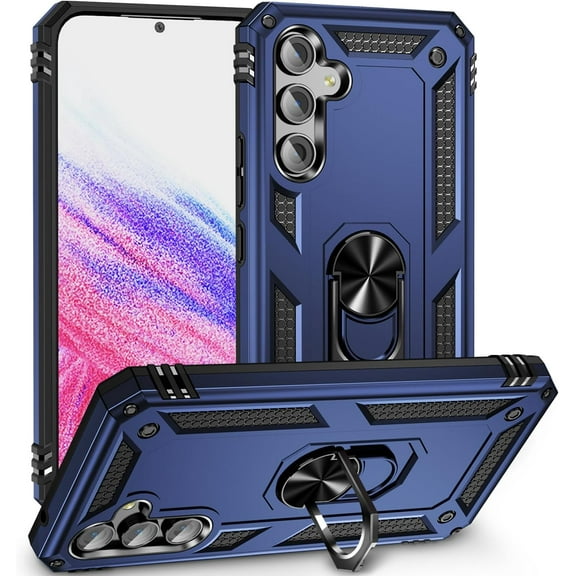 Grade Drop Impact for Samsung Galaxy A54 5G Case 360 Metal Rotating Ring Kickstand Holder Armor Heavy Duty Shockproof Case for Galaxy A54 5G Phone Case (Blue)