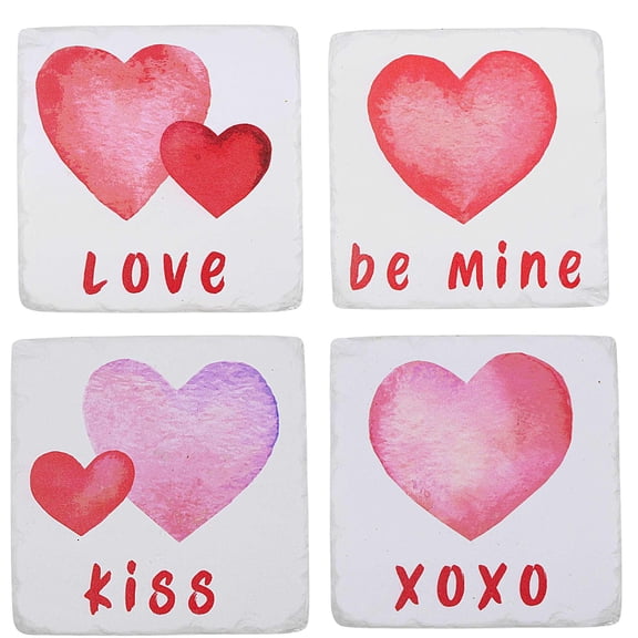 Ganz Heart Coasters - Four Coasters 3.75 Inch, Stone - Valentine's Day Absorbent Cb179016