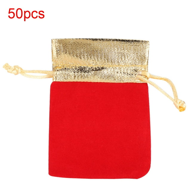 Dustproof Jewelry Velvet Bag, Multi-Functional Drawstring Pouch, 50pcs Office For Home Red,Black