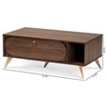 thumbnail image 1 of Baxton Studio Edel Table Basse en Bois Fini Noyer Brun et Or, 1 of 11
