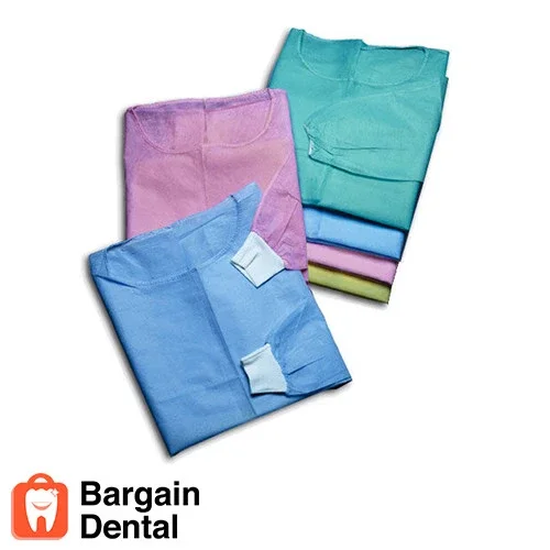 Disposable Isolation Gowns Blue with Knit Cuff – Fluid Resistant Medical Cover Gowns 100 Pcs