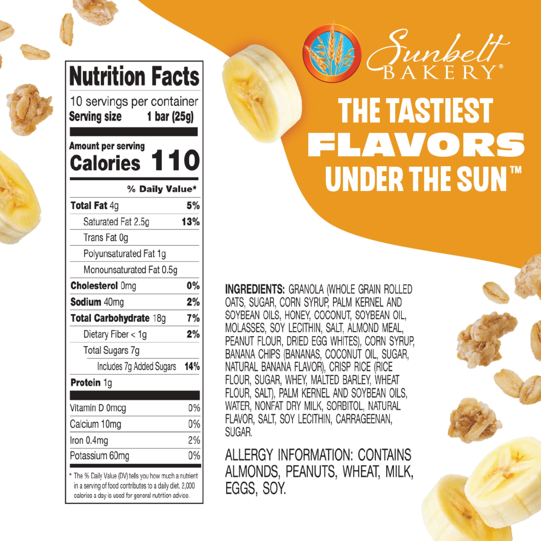 Sunbelt Bakery Banana Oat Chewy Granola Bars, 60 Bars (6 Boxes), 52.74 Oz