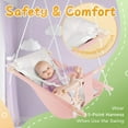 thumbnail image 3 of Baby Swing Indoor and Outdoor, Canvas Hammock Swing for Baby to Toddler with a Comfortable Seat, Macaroon Wooden Toy, Adjustable 5-Point Harness,Gift for Baby Boys Girls, 3 Modes, Pink, 3 of 13