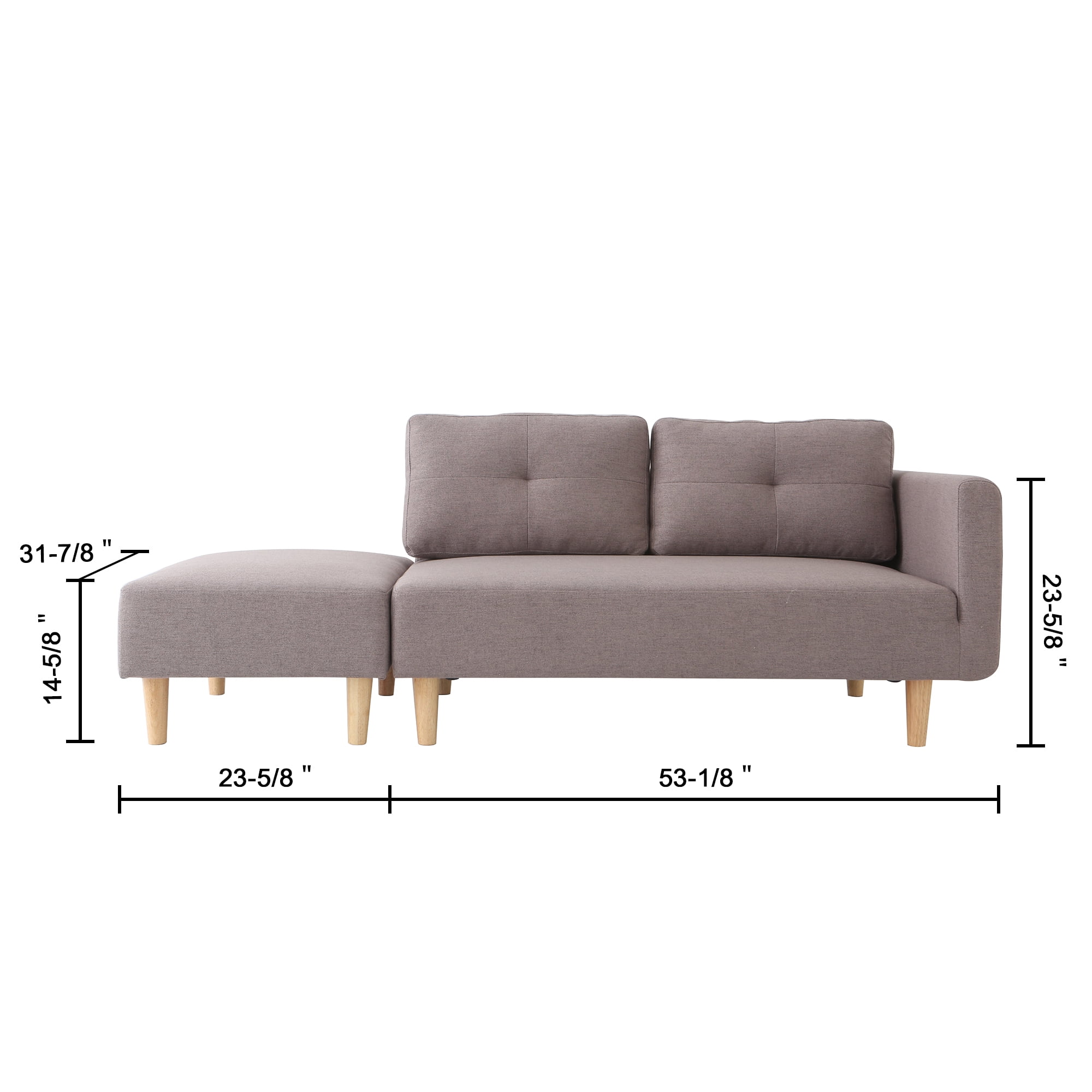 Magari Furniture Mf036gy 2 Piece Modern Living Room Couch Fabric