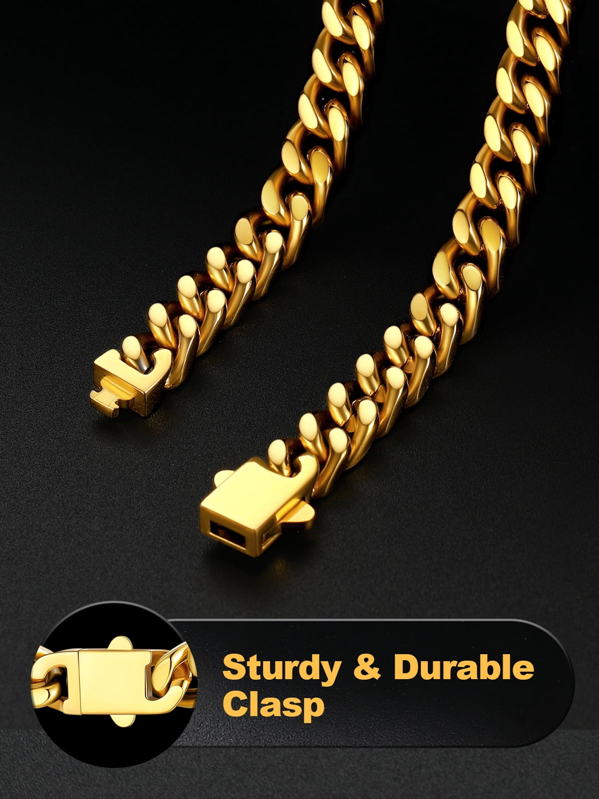 U7 Miami Cuban Bracelet for Men 14K Gold Plated Charm Bracelet 7mm Chain Bracelet Birthday Valentines Jewelry Gift 8.3inch