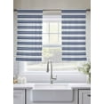 thumbnail image 5 of Navy Blue Striped Sheer Curtains 45 Inch Length 2 Panels Set for Living Room/Bedroom, Farmhouse Striped Geometric Art Semi Curtain Sheers Drapes Rod Pocket Curtains Window Treatment Set 52''x45''x2, 5 of 7