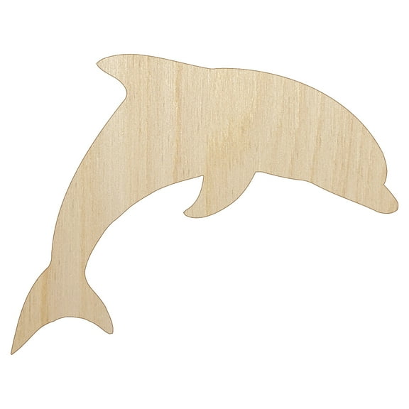 Dolphin Solid Wood Shape Unfinished Piece Cutout Craft DIY Projects - 4.70 Inch Size - 1/8 Inch Thick