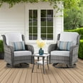 thumbnail image 2 of Ovios 7 Stainless Steel Durable Outdoor Conversation Sets with Chair and Table, Gray/Gray, 2 of 9