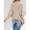 thumbnail image 4 of Fall Winter Women Long Sleeve Cable Knit Sweater Batwing Turtleneck Pullover, 4 of 6