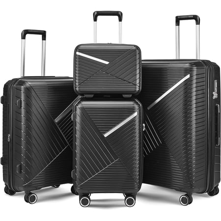 CQSXDA Expandable Luggage 4 Piece Set, Carry on Suitcase Hardshell Lightweight Travel, Durable Suitcase sets Spinner Wheels Suitcase with TSA Lock 14" 20" 24" 28"