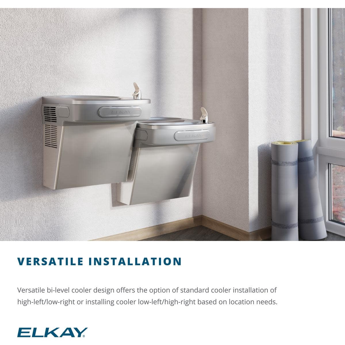Elkay LZSTL8LC Filtered Wall Mount Bi - Level Ada Cooler 20.88 X 20 X 33.75 In.