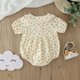 thumbnail image 2 of Gibobby Mamelucos para bebe niña de encaje con volantes y estampado floral de manga corta para niñas pequeñas, monos para recién nacidos, mono, ropa(Naranja, 9-12 Meses), 2 of 5
