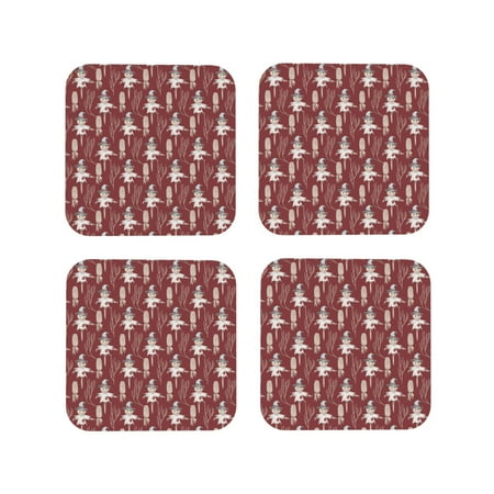 

Tideii Autumn Scarecrow Harvest Joy for Leather Coasters 4 Pieces Anti-fouling and Anti-scalding Decorative Coasters Suitable for Restaurants Kitchens Coffee Shops-Square