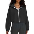 thumbnail image 2 of Women's Fashion Solid-Color Hooded Jacket Short-Length Zipper Sweatshirt Outerwear, 2 of 2