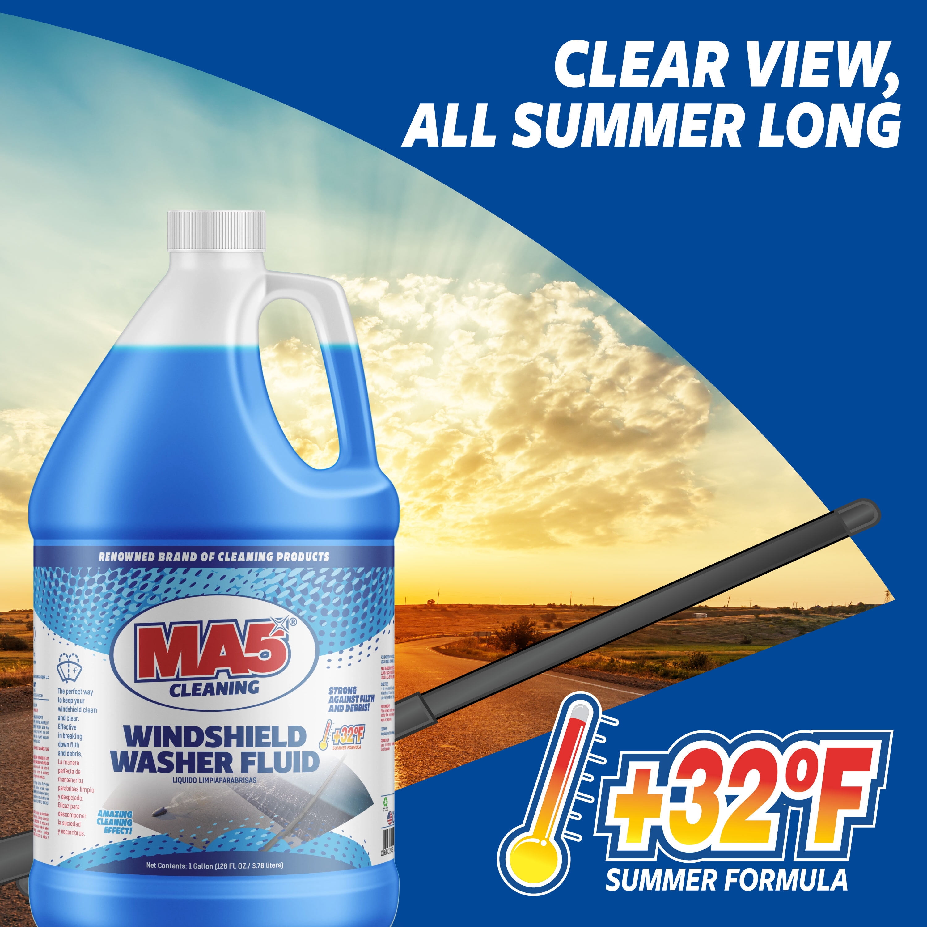 MA5x CLEANING SUPPLIES, Windshield Washer Fluid, 1 Gallon, Blue